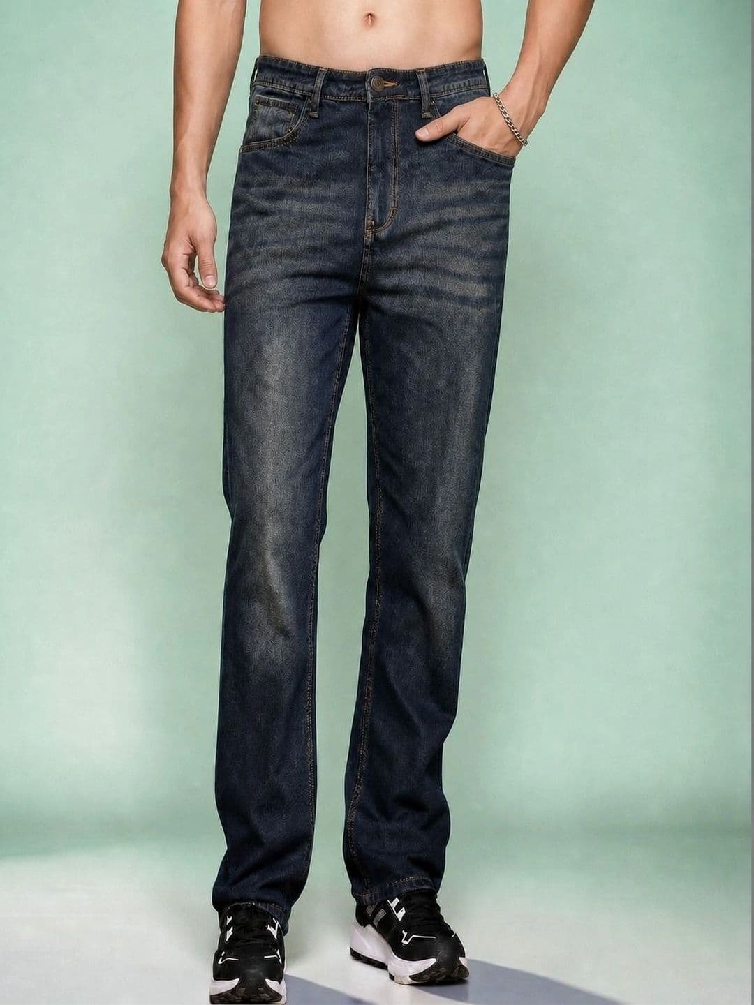 Roadster Men Jean Straight Fit Mid-Rise Low Distress Stretchable Jeans - view 1