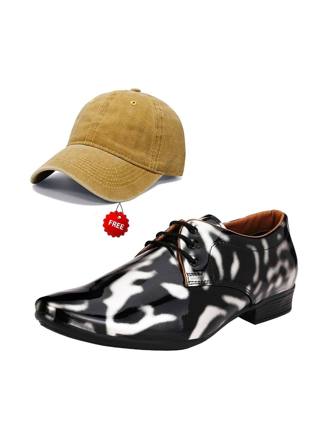 Vitoria Men Textured Pointed Toe Lace-Ups Derbys Formal Shoes With Cap - view 1