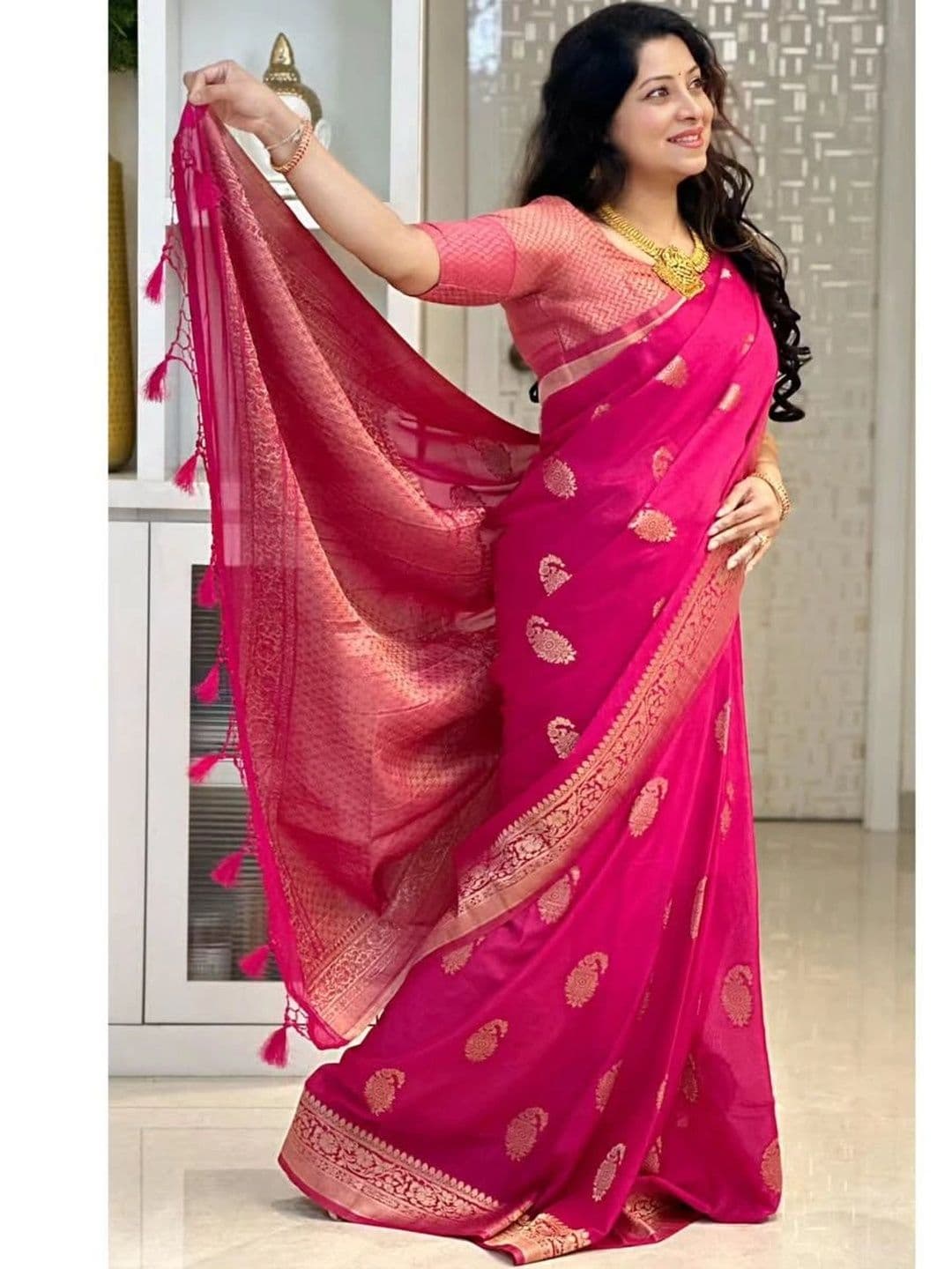 JIVUBA Woven Design Zari Art Silk Designer Banarasi Saree - view 1