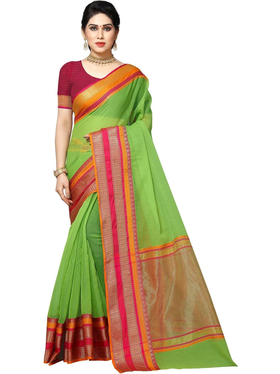 Sangria Striped Zari Designer Kota Saree - view 1