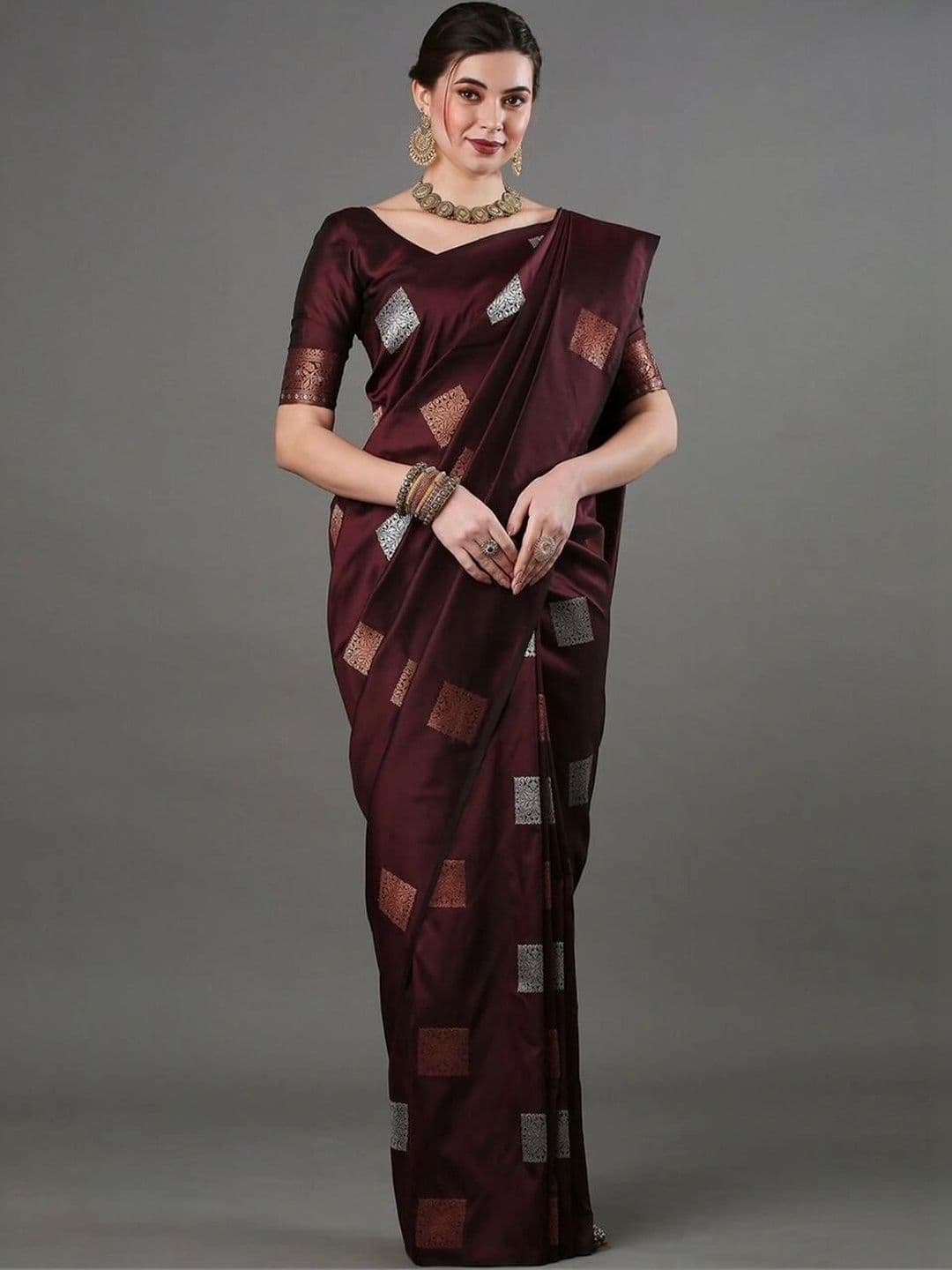 JIVUBA Ethnic Motifs Zari Art Silk Designer Banarasi Saree - view 1
