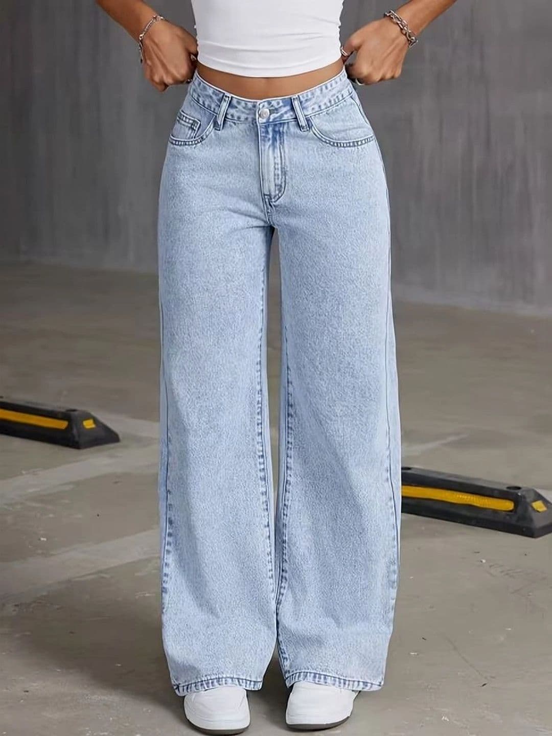 DressBerry Women Comfort Wide Leg High-Rise Light Fade Stretchable Jeans - view 1