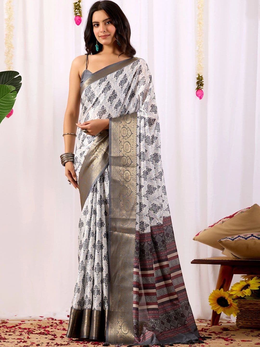 KALINI Zari Silk Blend Designer Saree - view 1