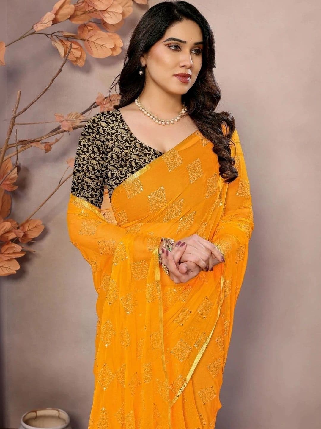 Balaji Texo Fab Embellished Poly Chiffon Saree - view 1