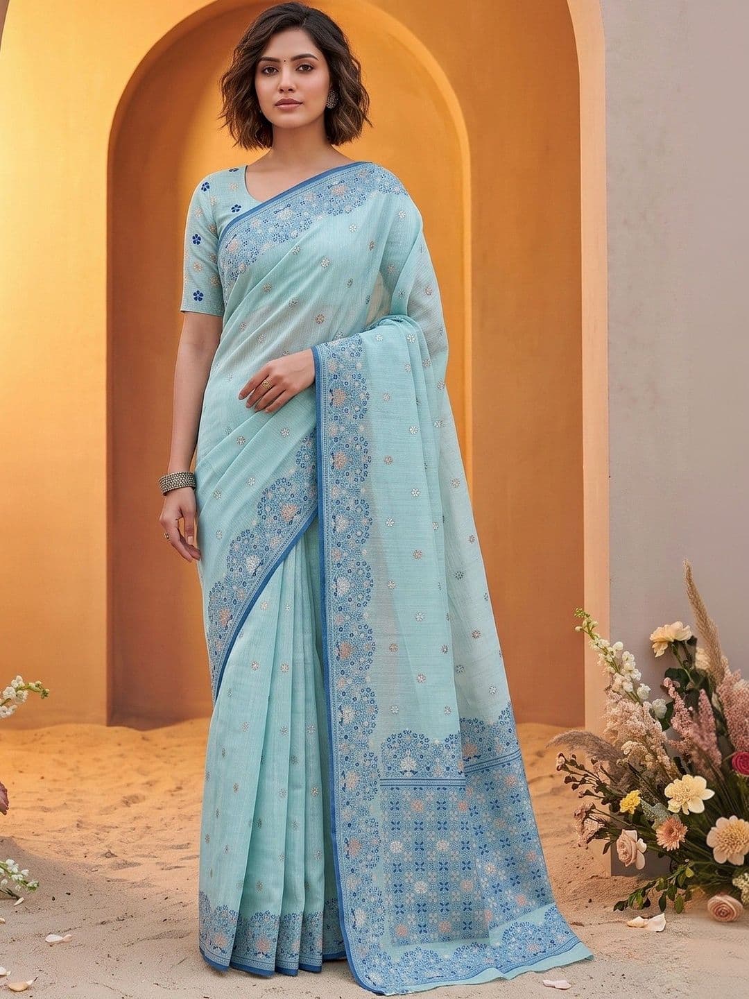 R K MANIYAR Woven Design Zari Pure Cotton Designer Saree - view 1