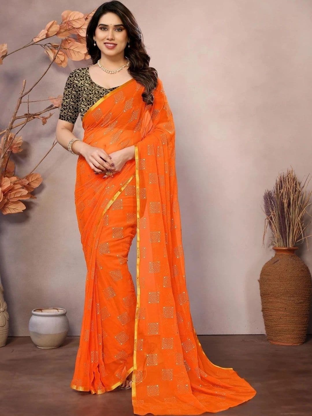 Balaji Texo Fab Embellished Poly Chiffon Saree - view 1