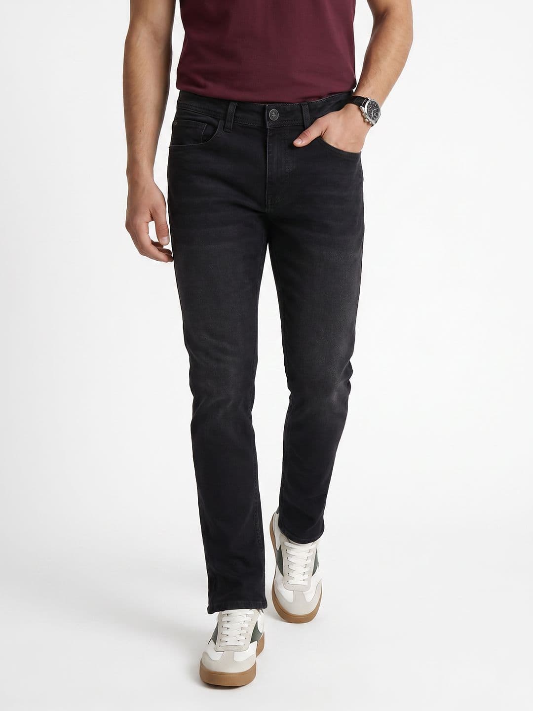 Peter England Men Urban Slim Slim Fit Mid-Rise Low Distress Stretchable Jeans - view 1