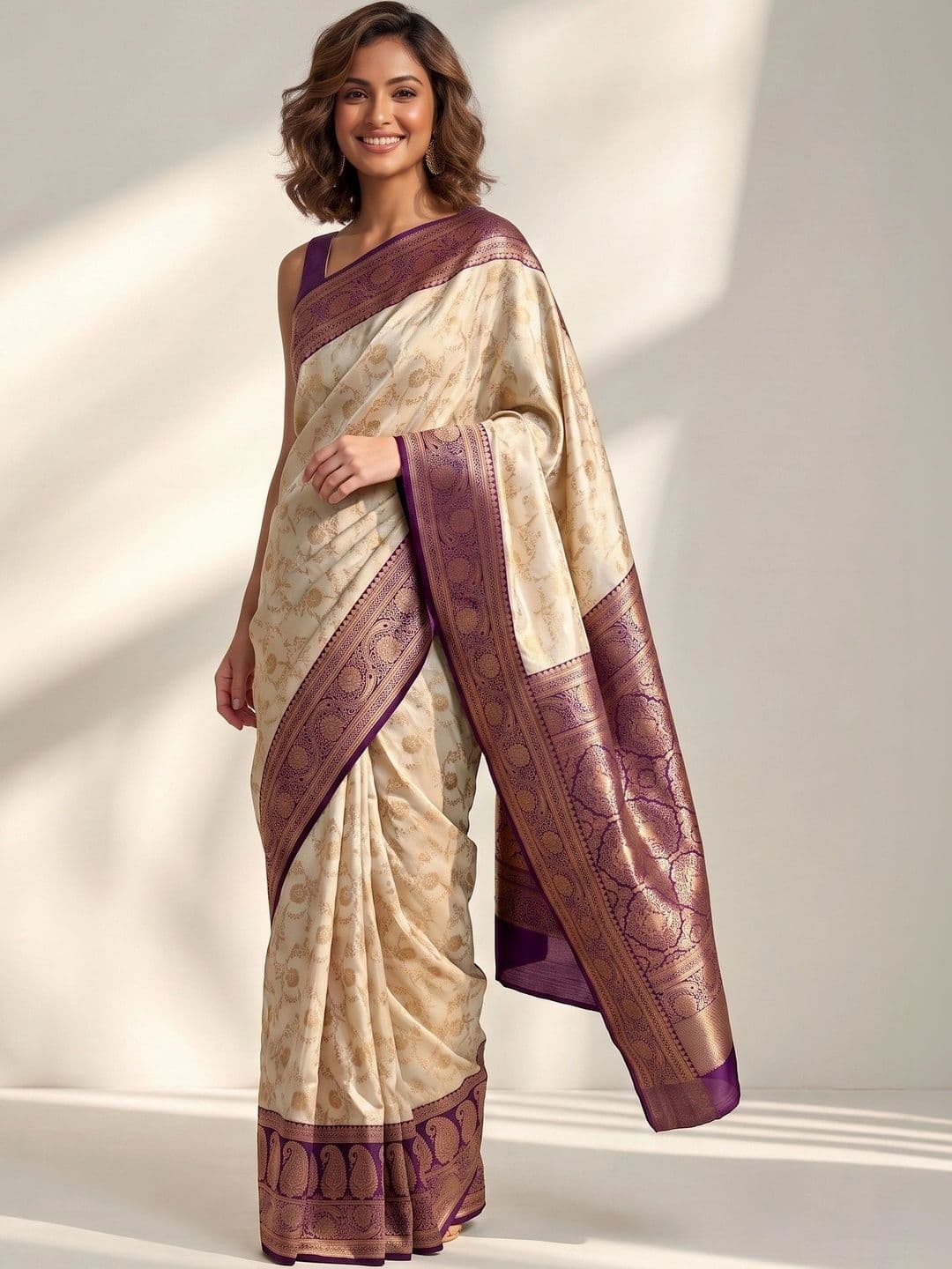 R K MANIYAR Woven Design Zari Silk Blend Designer Saree - view 1