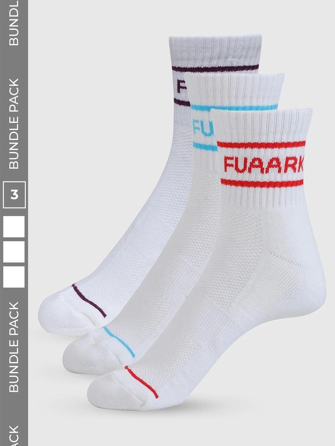 FUAARK Unisex Pack of 3 Cotton Assorted Striped Above Ankle Socks - view 1