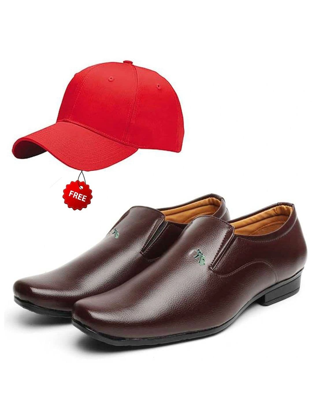 Vitoria Men Textured Pointed Toe Slip-On Formal Shoes With Cap - view 1