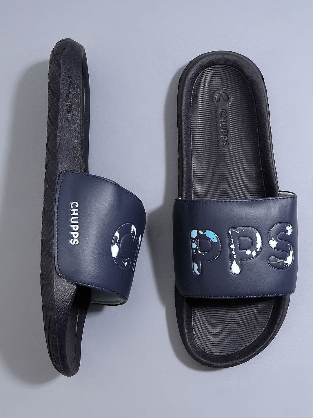 CHUPPS Men Navy Blue Drip Powergrip Orthopedic Sliders - view 1