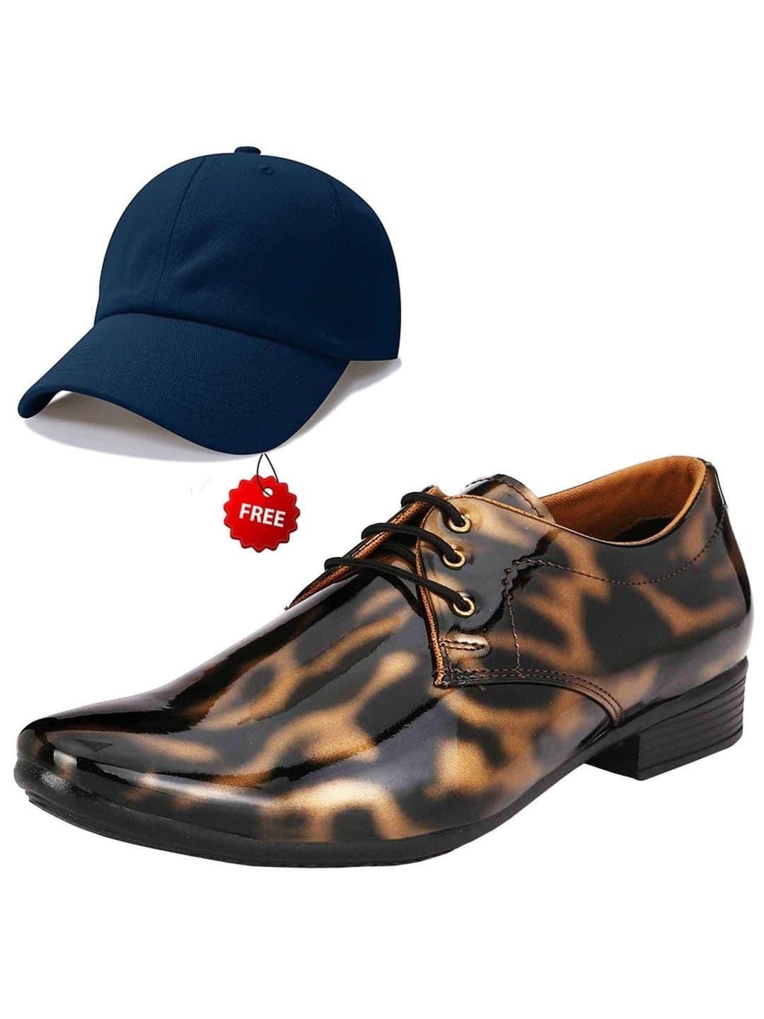 Vitoria Men Textured Pointed Toe Lace-Ups Derbys Formal Shoes With Cap - view 1