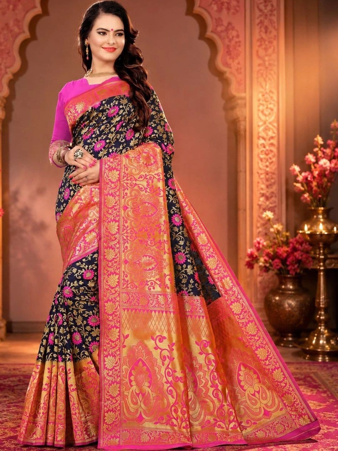 C P VASTRALAY Paisley Zari Art Silk Fusion Banarasi Saree - view 1
