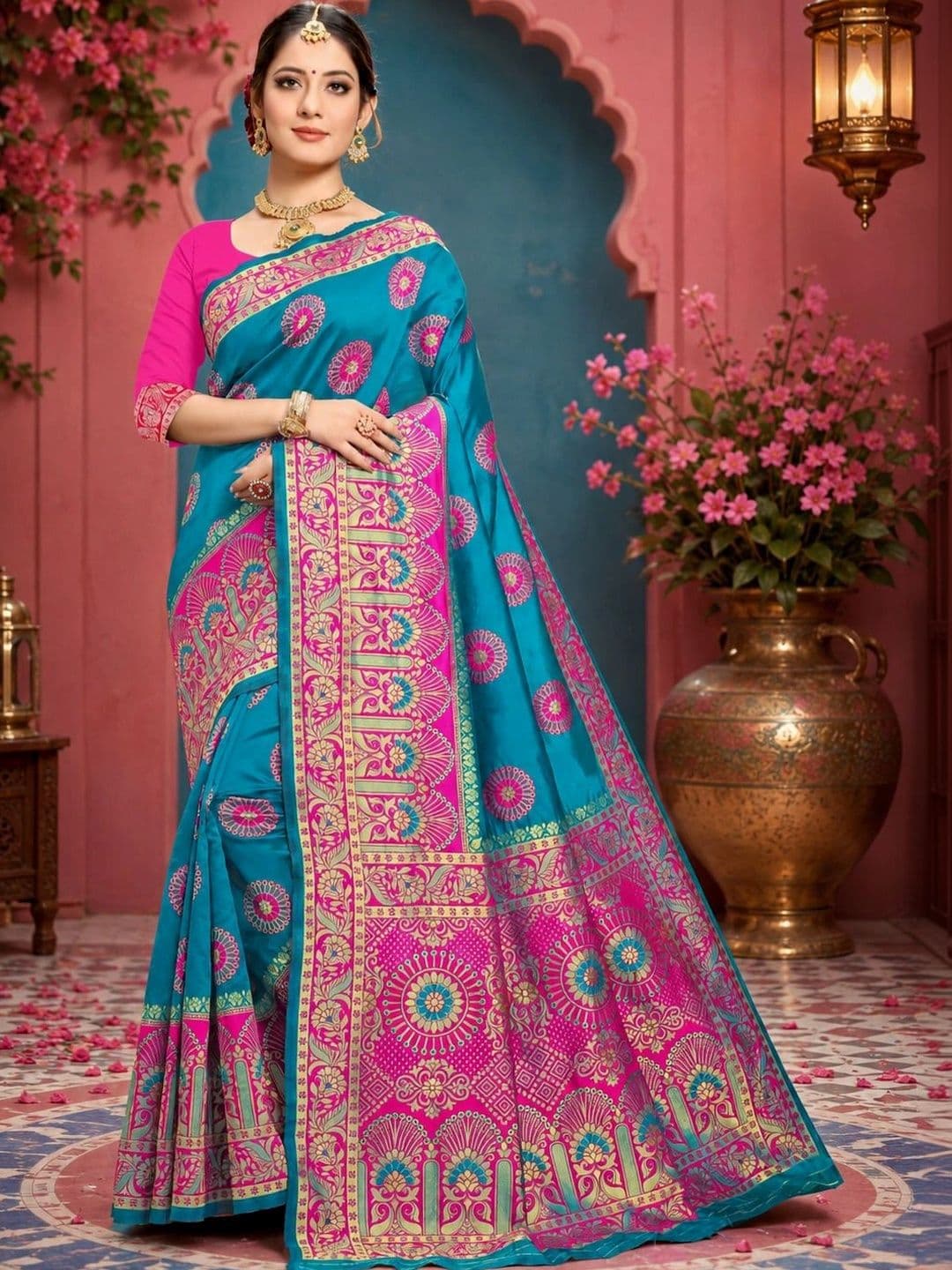 C P VASTRALAY Embellished Zari Art Silk Fusion Banarasi Saree - view 1