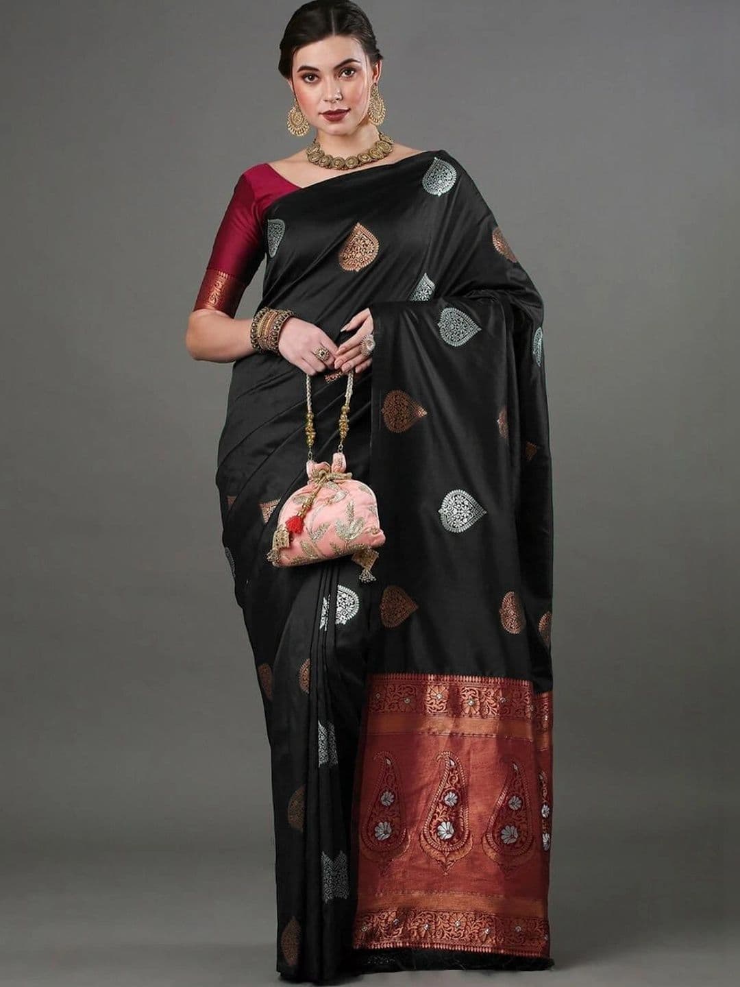 JIVUBA Woven Design Zari Art Silk Designer Banarasi Saree - view 1
