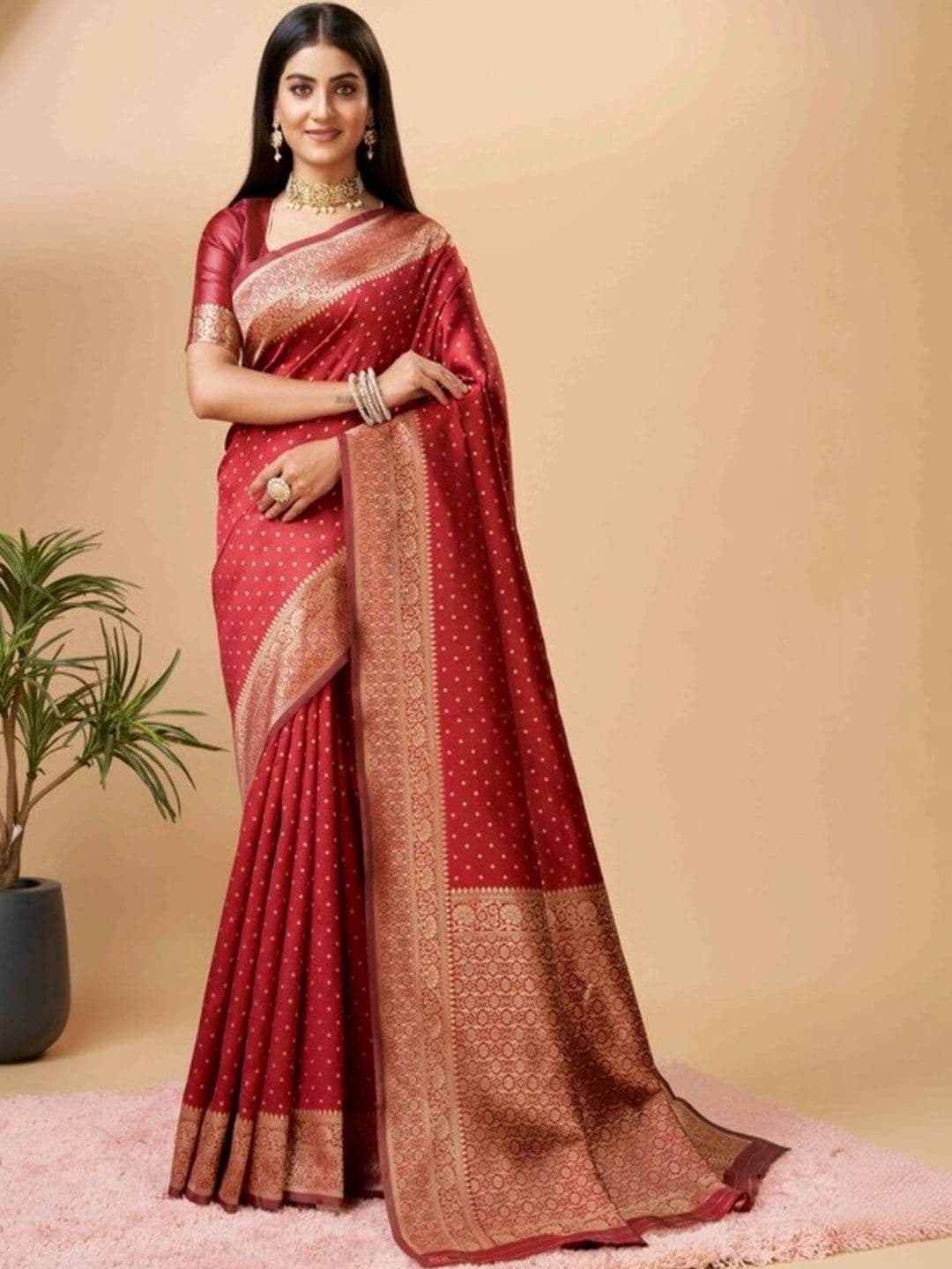 Sangria Woven Design Zari Silk Blend Designer Saree - view 1