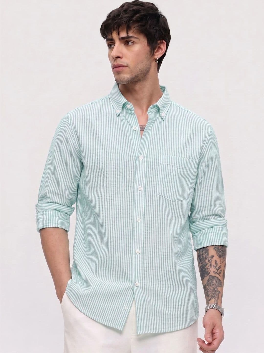 HENSHIKA Men Standard Striped Casual Shirt - view 1