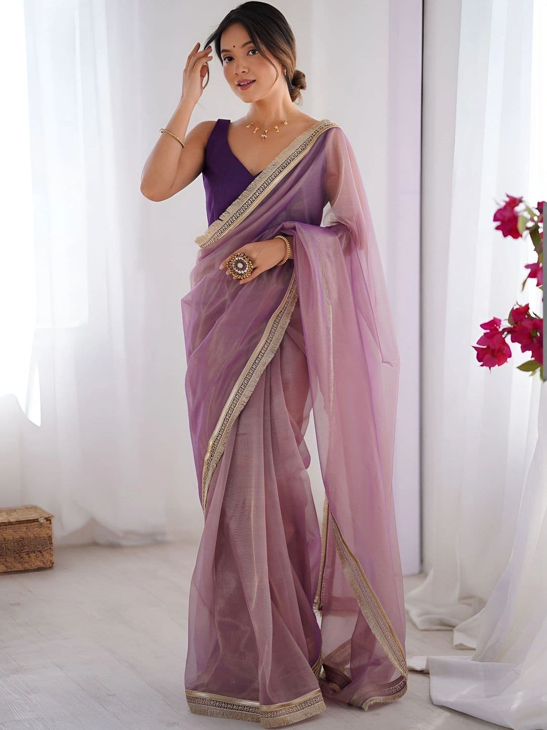 Sangria Zari Net Designer Saree - view 1