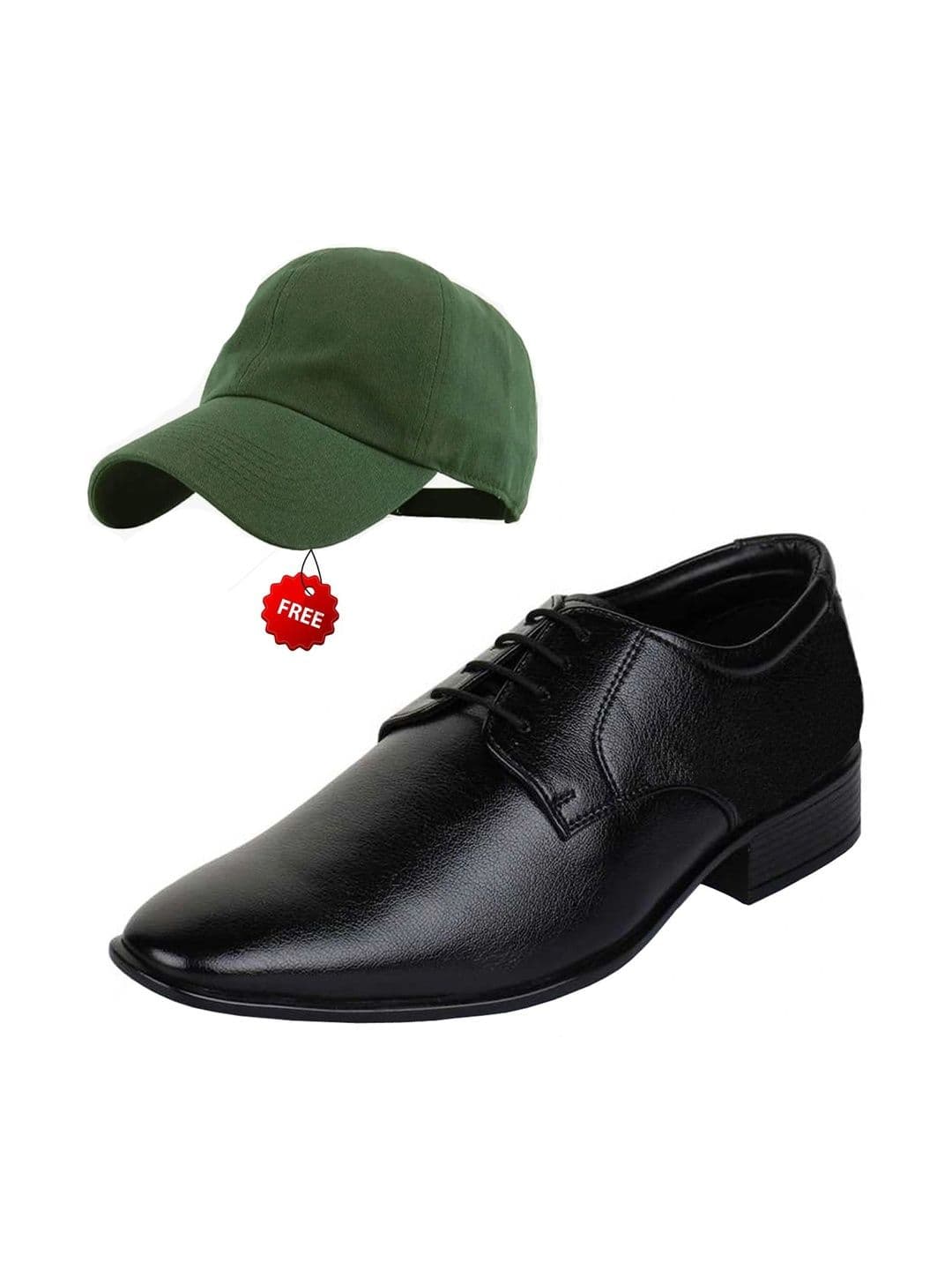 Vitoria Men Textured Pointed Toe Lace-Ups Derbys Formal Shoes With Cap - view 1