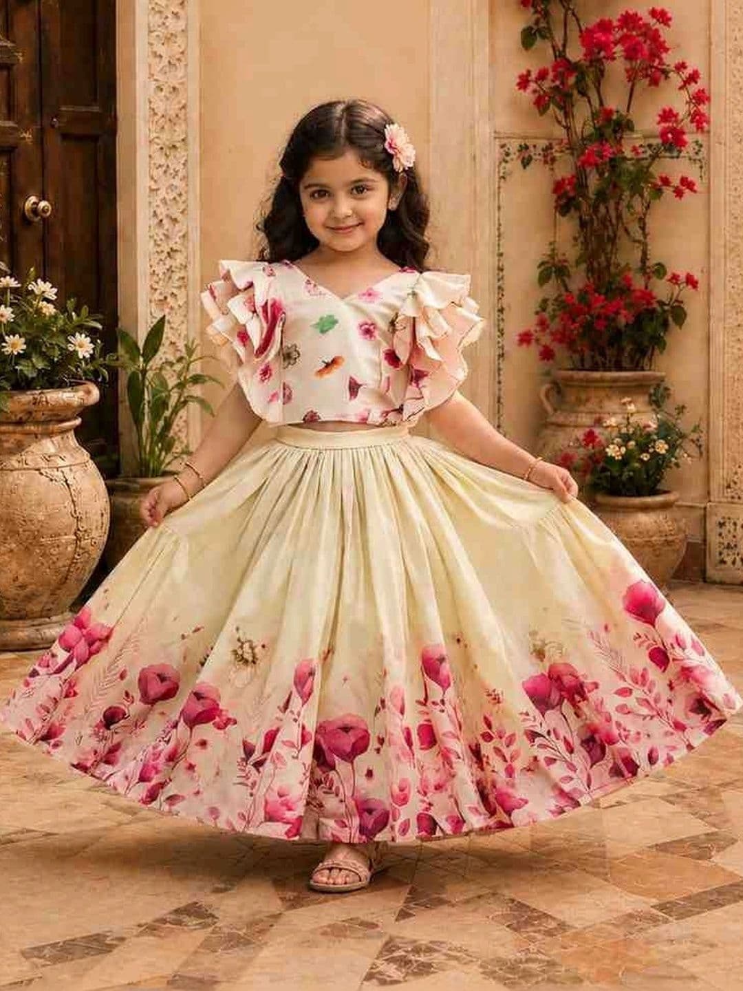 KALINI Girls Printed Ready to Wear Lehenga & - view 1