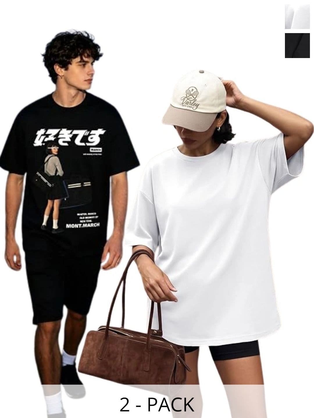 Annnackel Men 2 Printed Drop-Shoulder Sleeves T-shirt - view 1