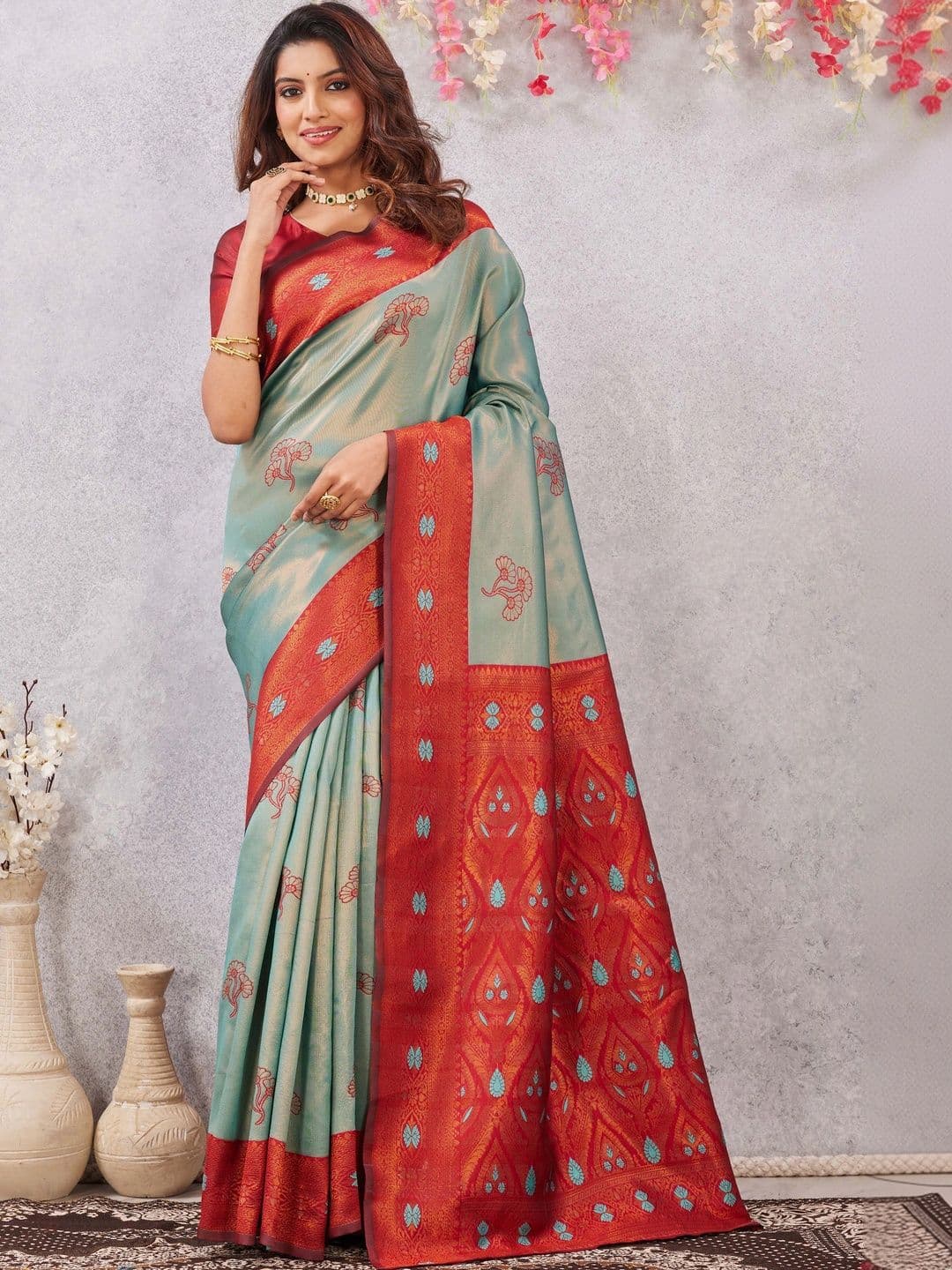 HERE&NOW Woven Design Zari Art Silk Fusion Banarasi Saree - view 1