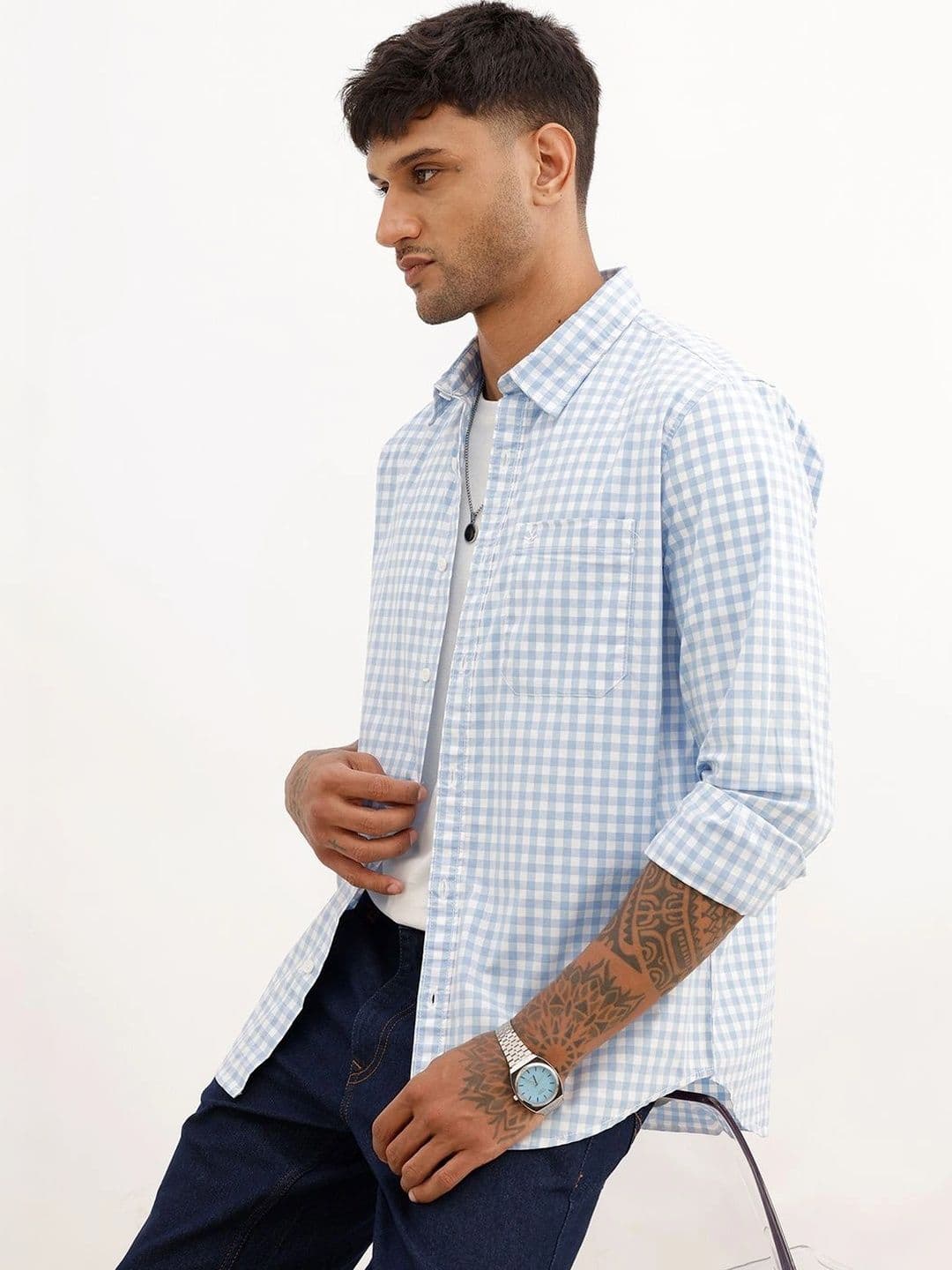 WROGN Men Gingham Checks Checked Casual Shirt - view 1
