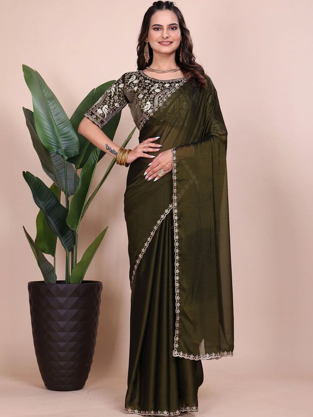 all about you Embroidered Poly Georgette Designer Saree - view 1