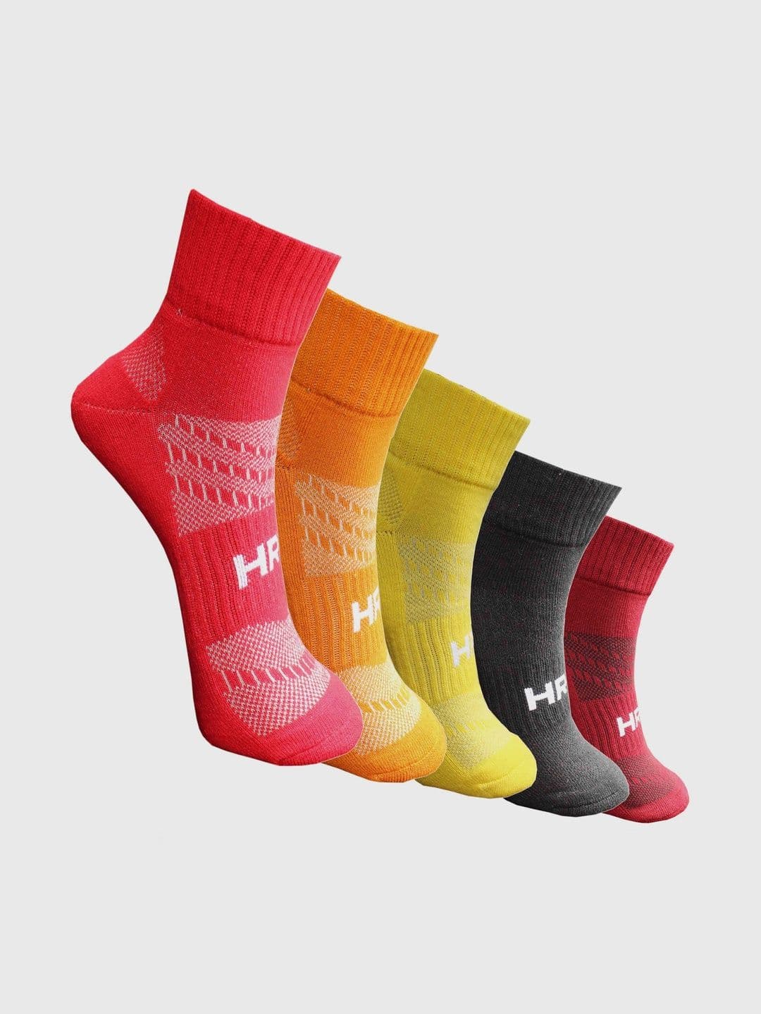 HRX by Hrithik Roshan Unisex Pack of 5 Cotton Blend Assorted Patterned Above Ankle Socks - view 1