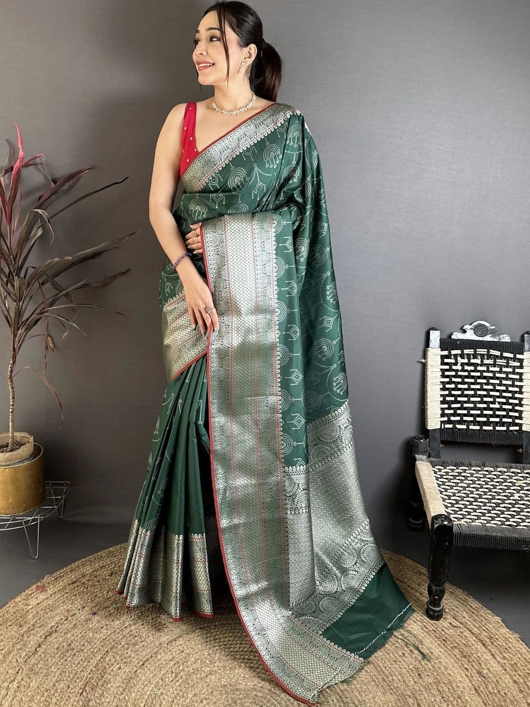 all about you Woven Design Zari Silk Blend Designer Banarasi Saree - view 1