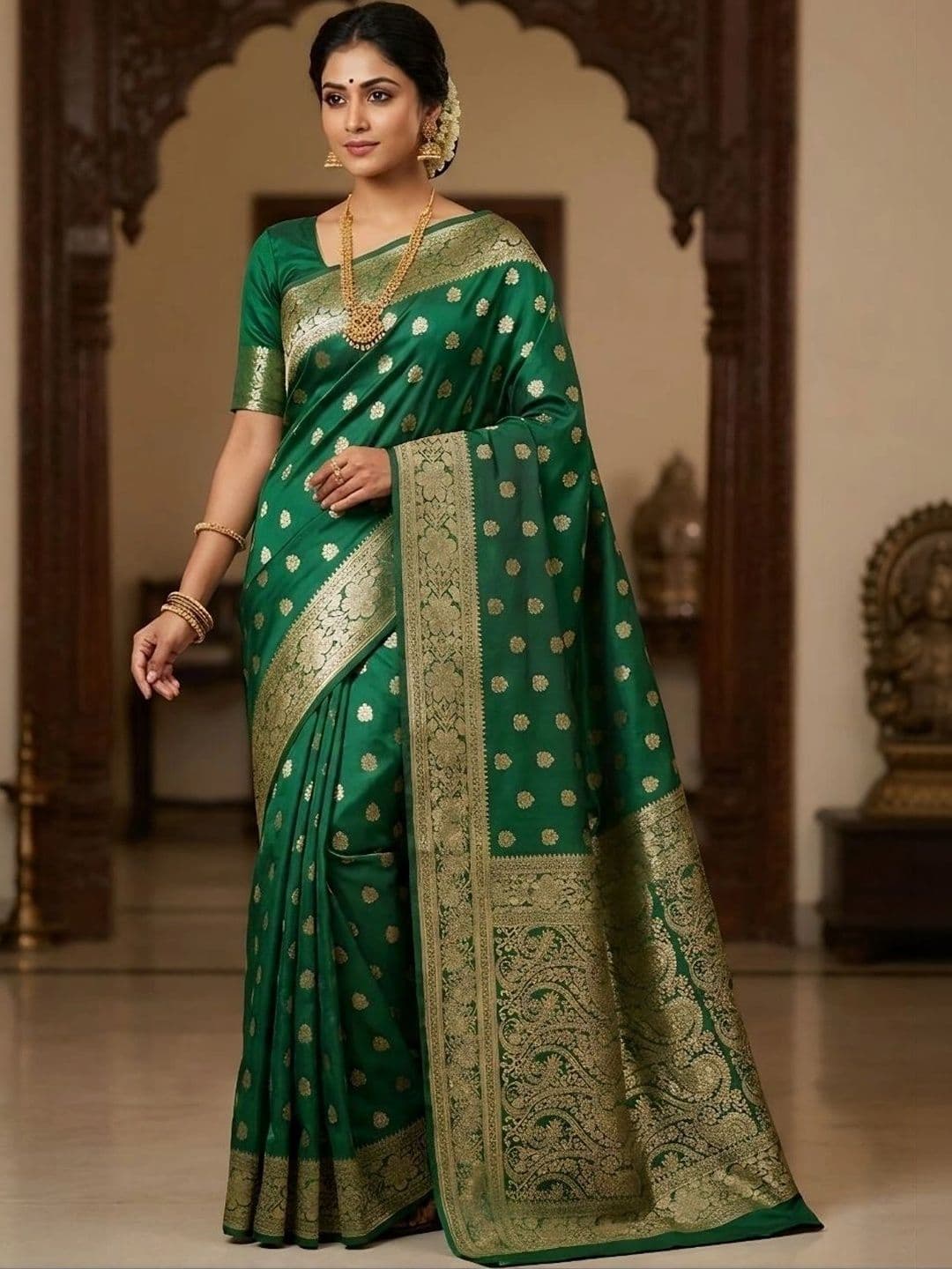 KAILASA Paisley Zari Art Silk Handloom Kanjeevaram Saree - view 1