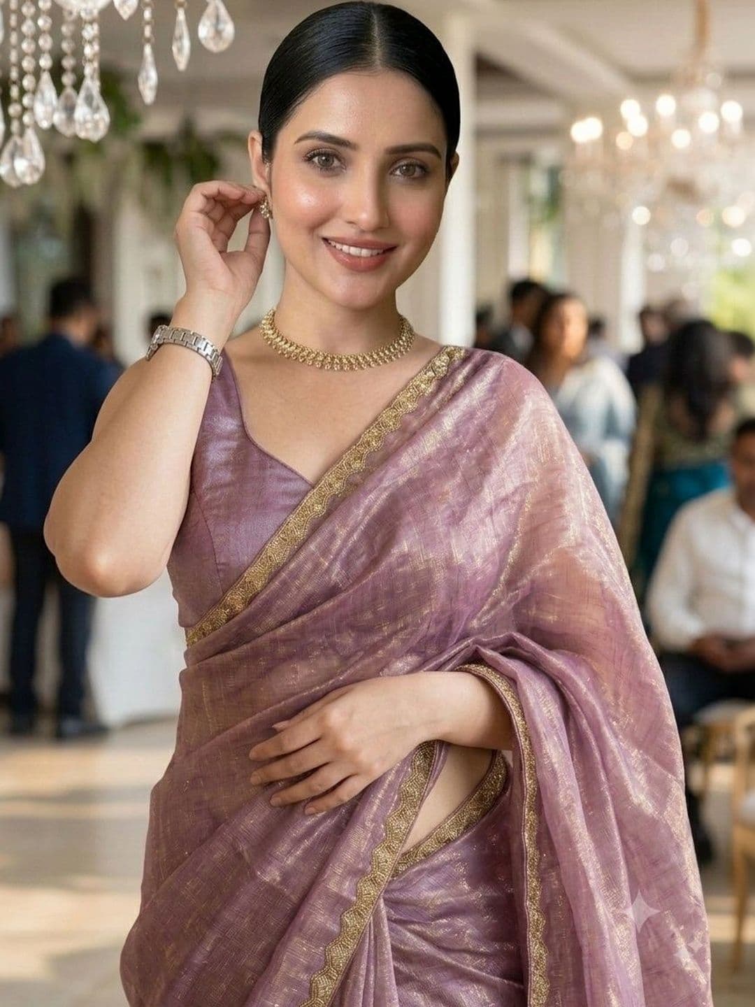 Akshmi Creation Woven Design Zari Supernet Saree - view 1