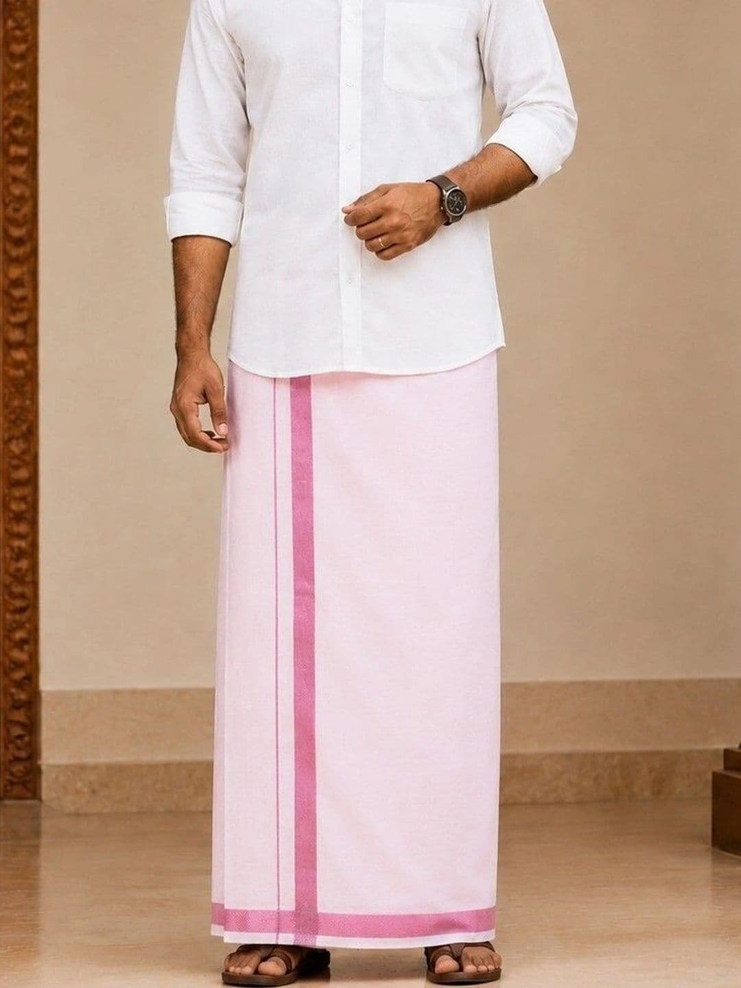Tharunsha Elite Men Striped Cotton Dhoti Dhotis - view 1