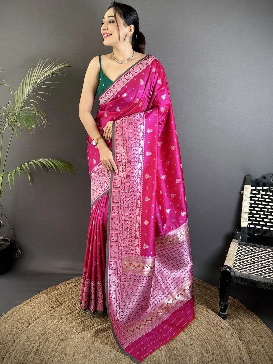 all about you Woven Design Zari Silk Blend Designer Banarasi Saree - view 1