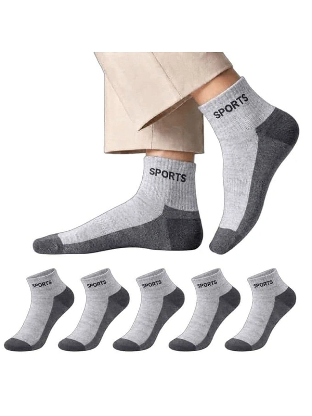 SOSHRE Men Pack of 3 Cotton Colourblocked Ankle Length Socks - view 1