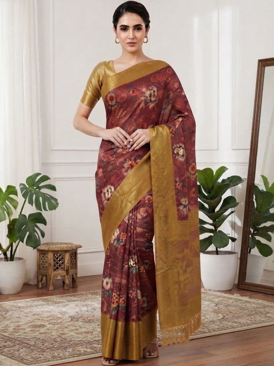 JISHNAM Floral Saree - view 1