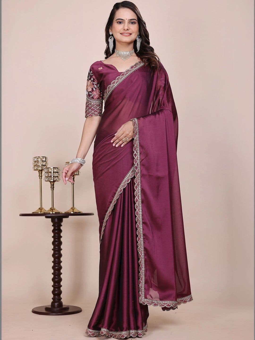 all about you Embroidered Poly Chiffon Designer Saree - view 1