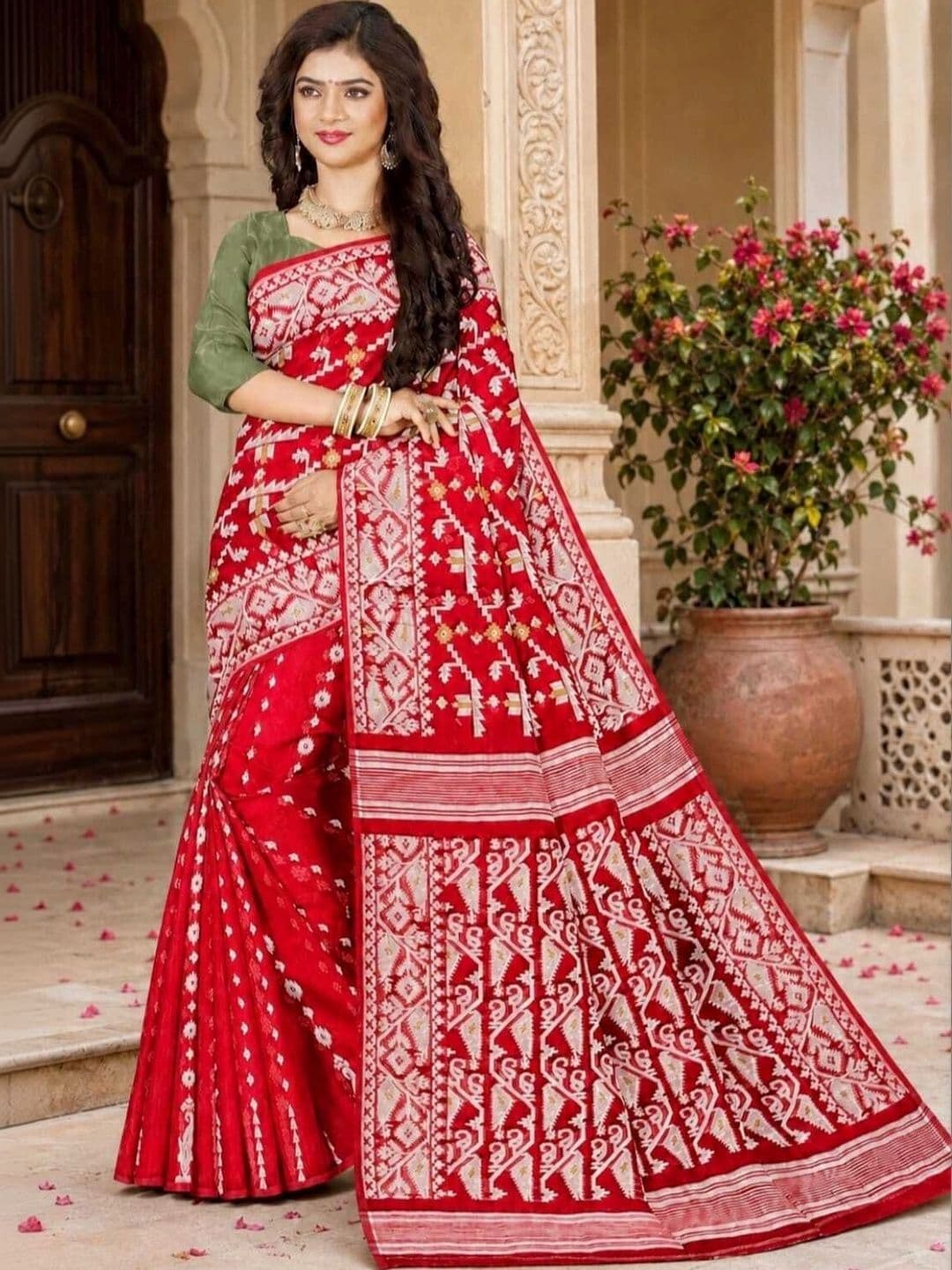 MONDAL SAREE CENTRE Silk Cotton Taant Saree - view 1