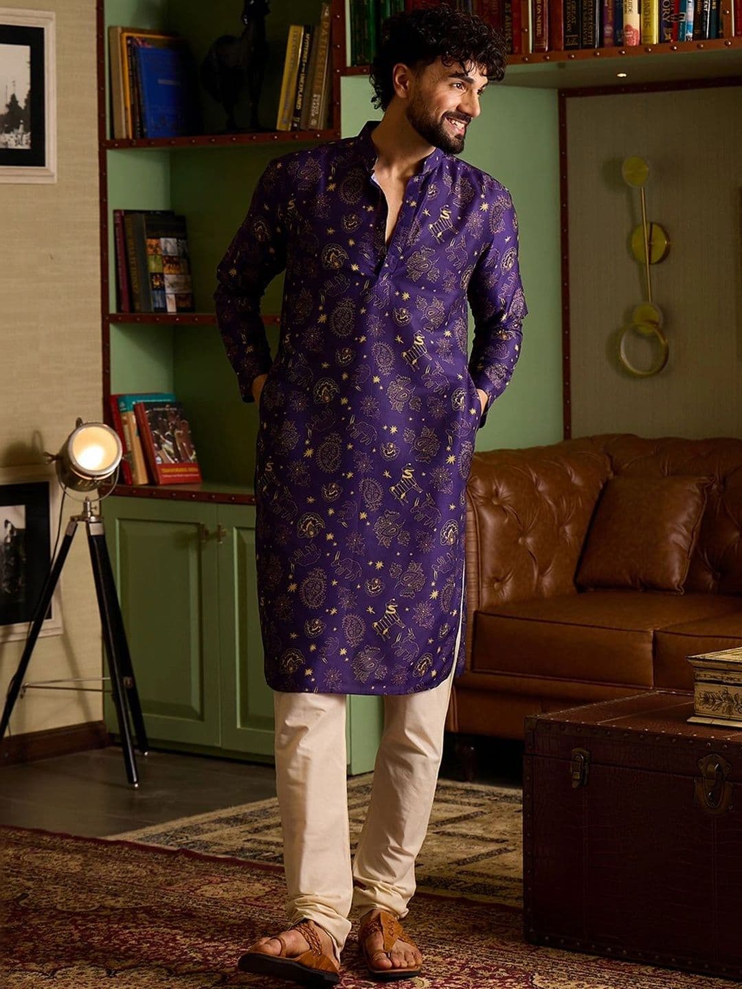 House of Pataudi Men Ethnic Motifs Printed Kurta - view 1