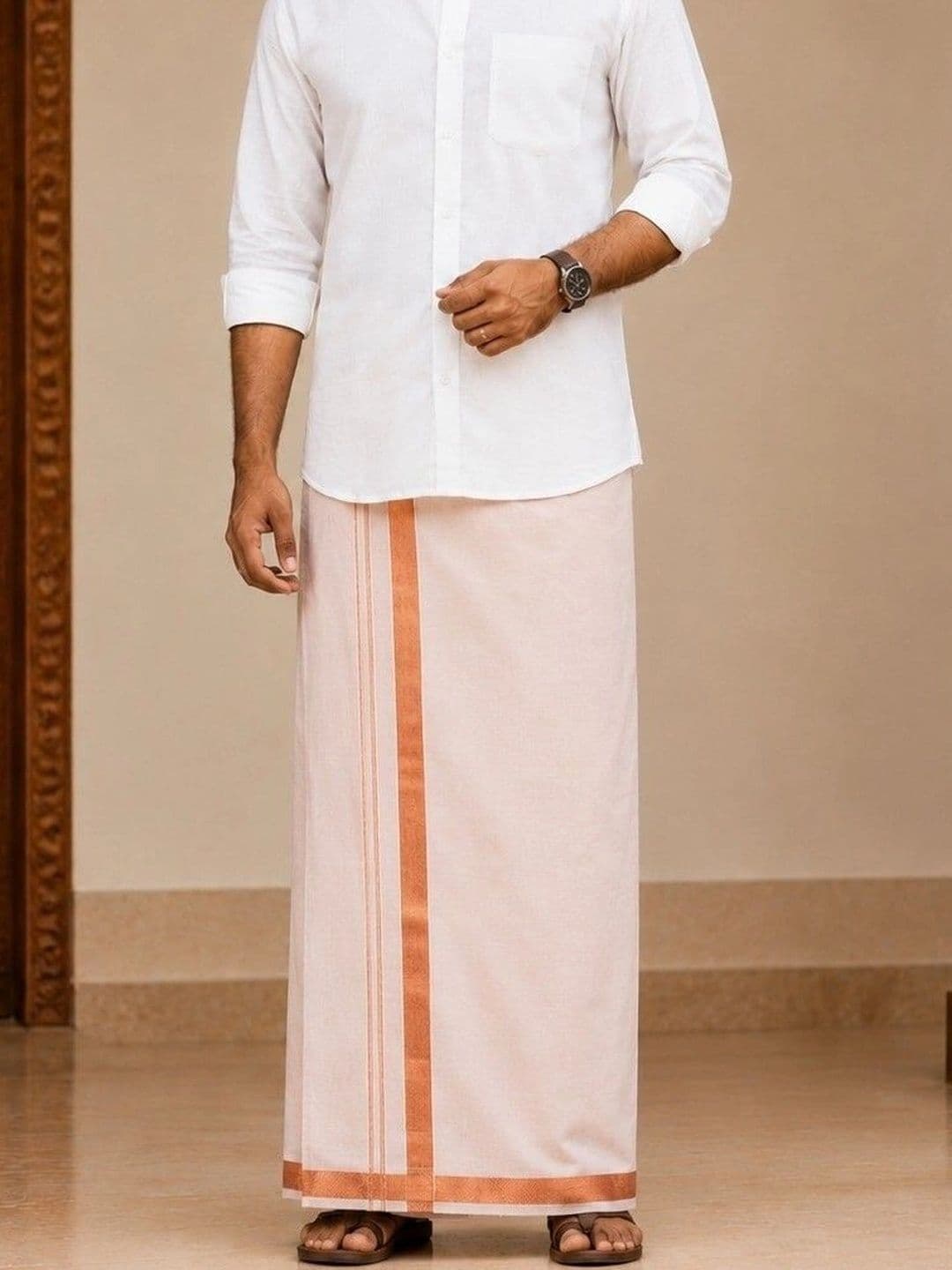 Tharunsha Elite Men Striped Cotton Dhoti Dhotis - view 1
