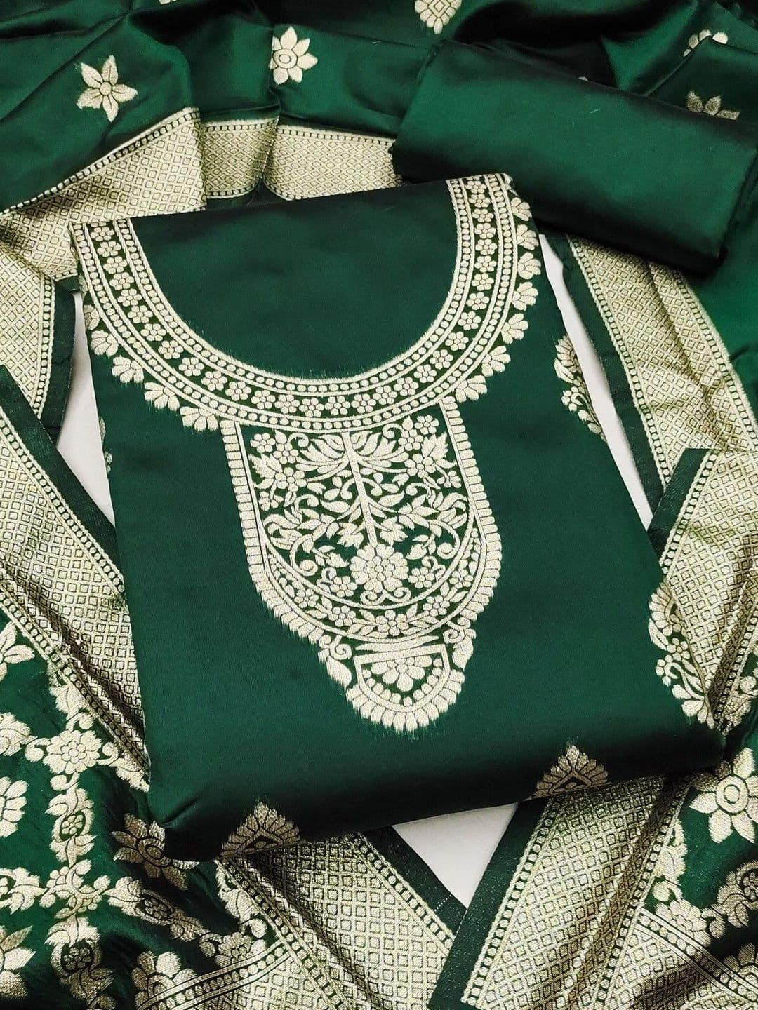 Milvia Art Silk Unstitched Dress Material - view 1