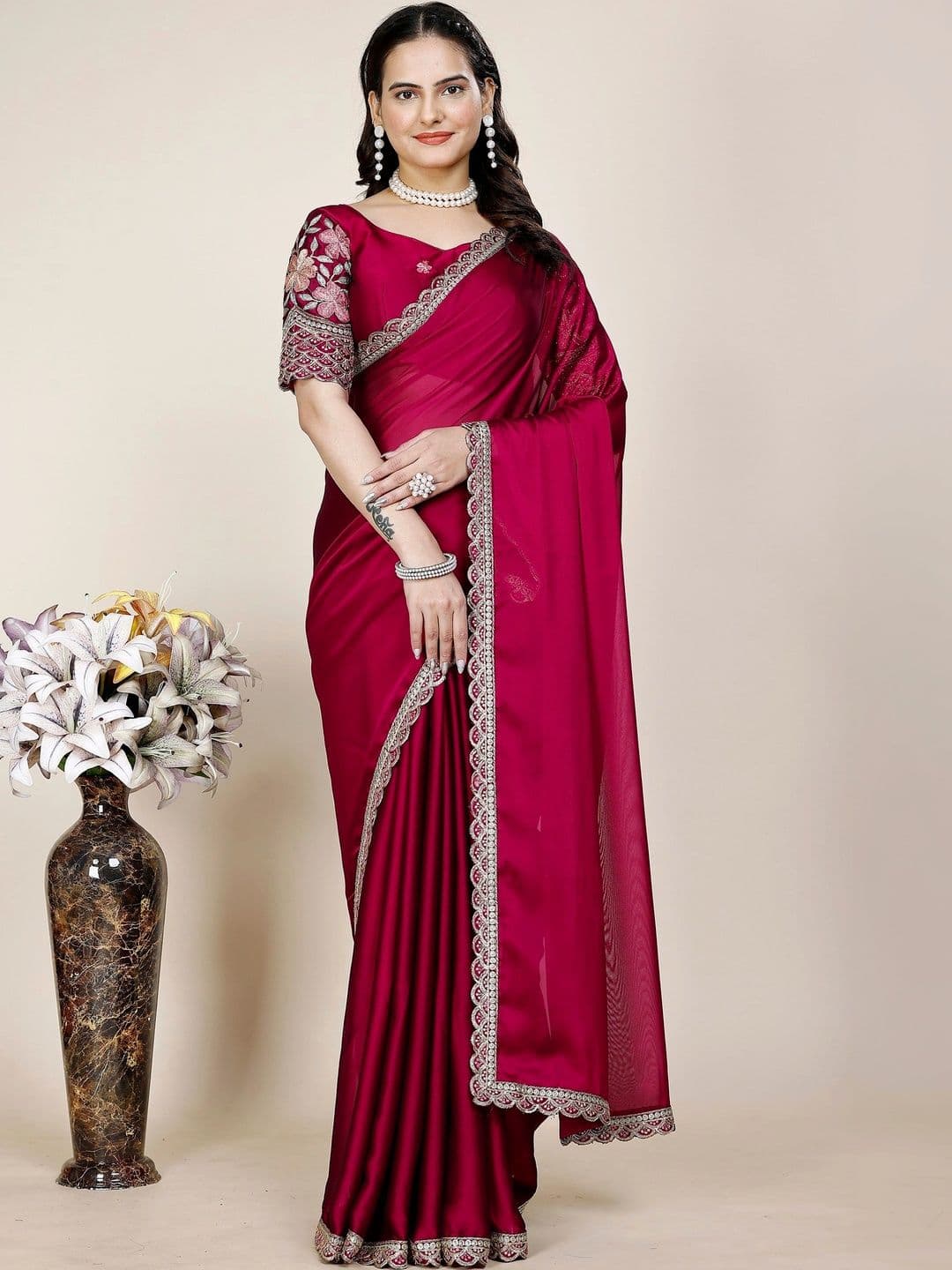 all about you Embroidered Poly Chiffon Designer Saree - view 1