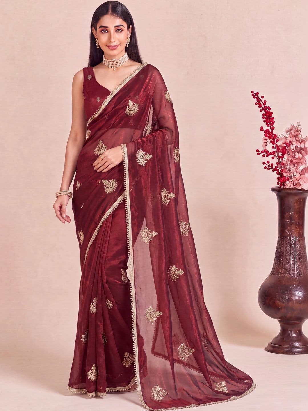 Anouk Sequinned Tissue Designer Saree - view 1