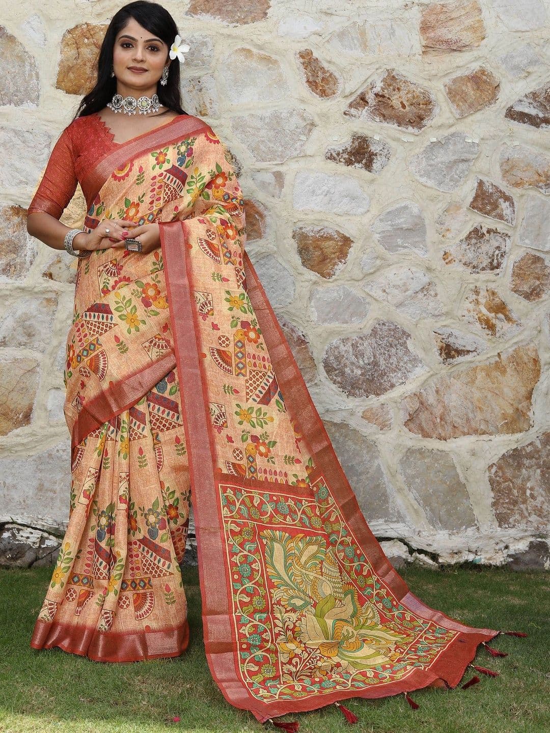 KALINI Kalamkari Zari Fusion Saree - view 1