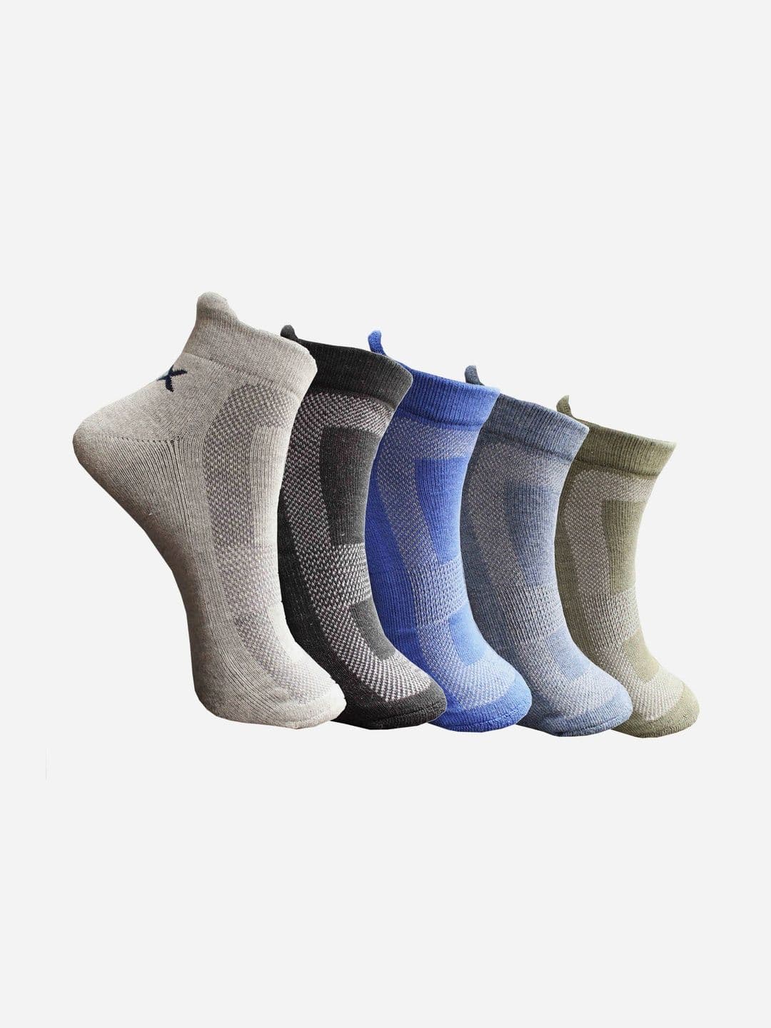 HRX by Hrithik Roshan Unisex Pack of 5 Cotton Blend Assorted Patterned Ankle Length Socks - view 1