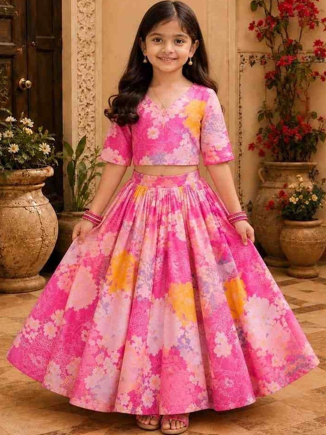 KALINI Girls Printed Ready to Wear Lehenga & - view 1
