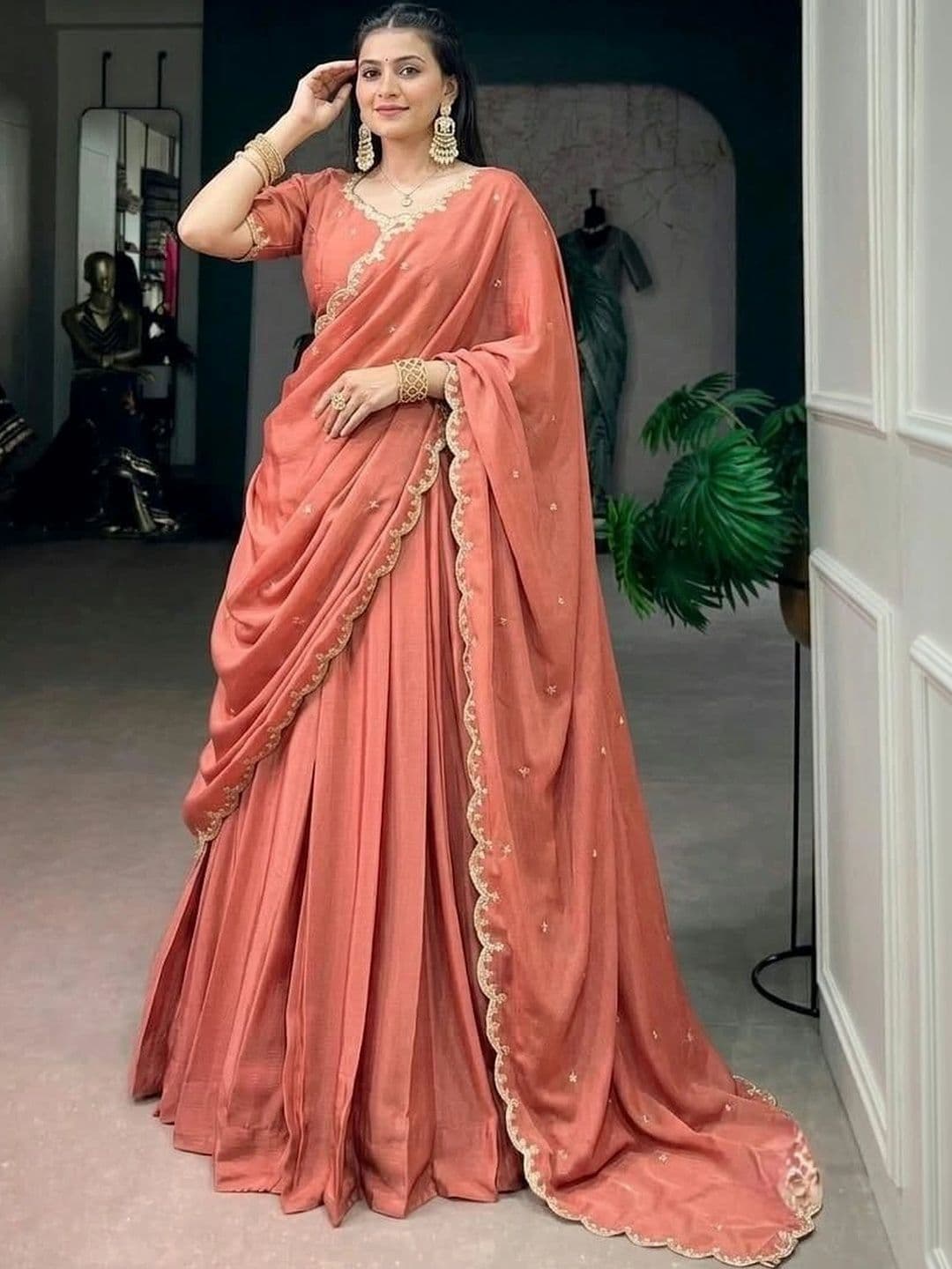 KALINI Embellished Thread Work Ready to Wear Lehenga & Unstitched Blouse With Dupatta - view 1