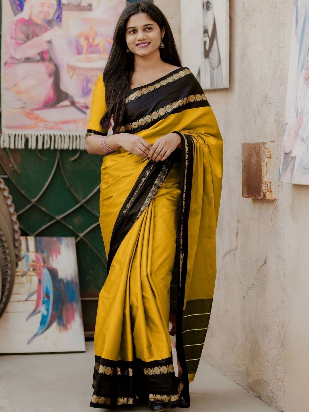 UMANTA Striped Zari Designer Gadwal Saree - view 1