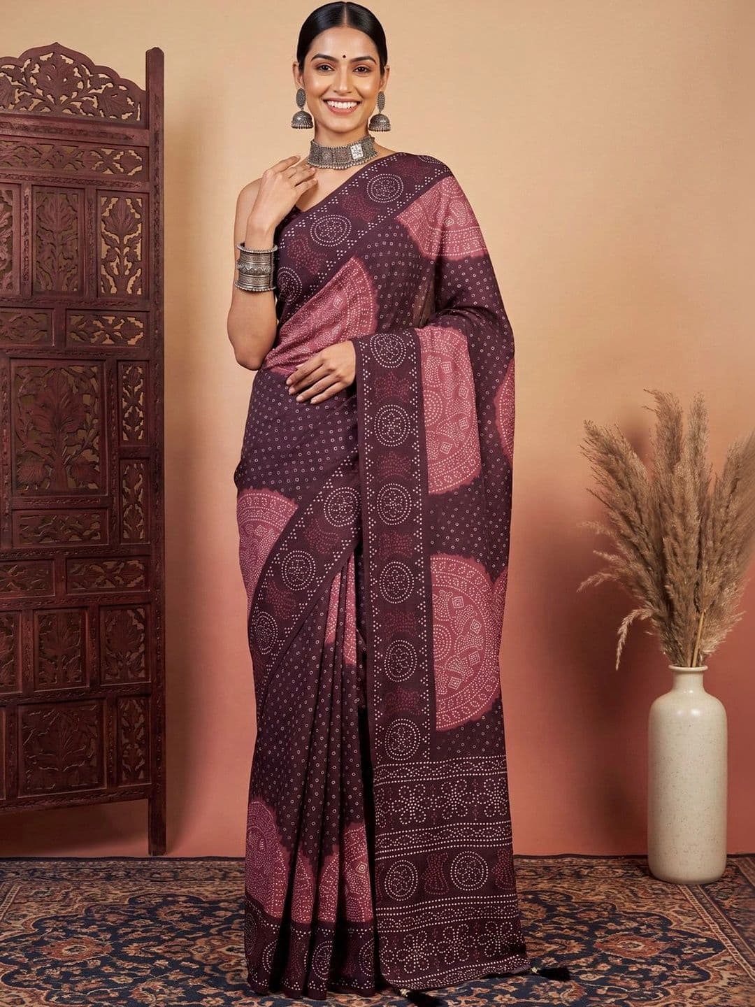 Saree mall Bandhani Designer Block Print Sarees - view 1