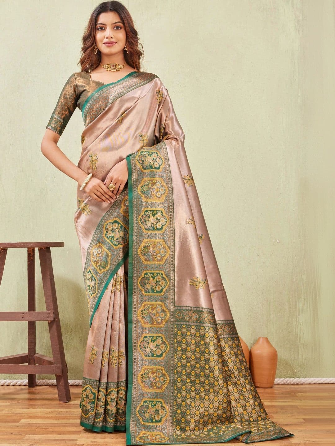 HERE&NOW Woven Design Zari Art Silk Fusion Banarasi Saree - view 1